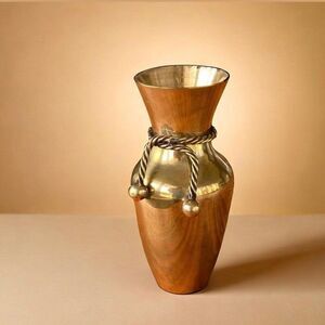 Small Brass Vase Vintage with tassel around the neck - Home‎ Decor